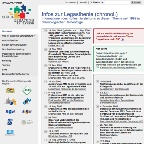 Screenshot der Webseite